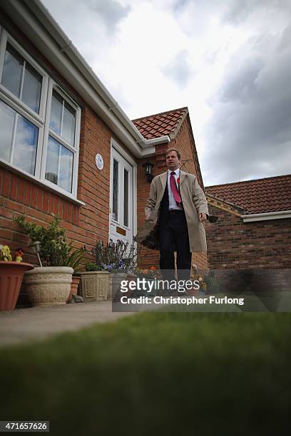 Labour candidate for Gainsborough David Prescott walks the streets of Gainsborough as he canvasses for votes in the 2015 election on April 30, 2015...