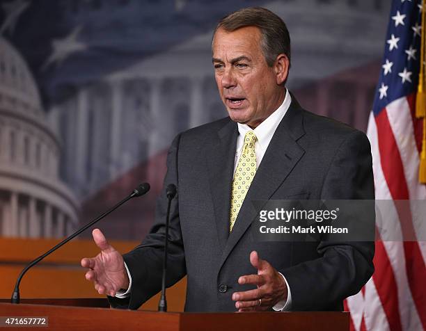 House Speaker Boehner John Boehner speaks to the media during a news conference at the U.S. Capitol April 30, 2015 in Washington, DC. Speaker Boehner...