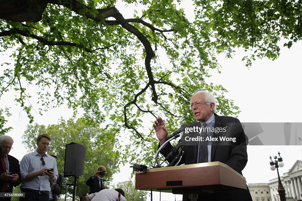 Sen. Bernie Sanders (I-VT) Holds News Conference On Capitol Hill