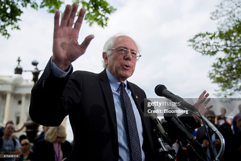 Senator Bernie Sanders Holds News Conference After Announcing Presidential Run