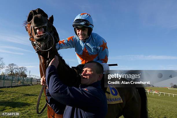 Ruby Walsh riding Un De Sceaux win The Ryanair Novice Chase at Punchestown racecourse on April 30, 2015 in Naas, Ireland.