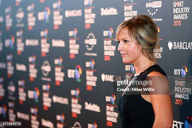Jenny Jones poses on the red carpet at the BT Sport Industry Awards 2015 at Battersea Evolution on April 30, 2015 in London, England. The BT Sport...