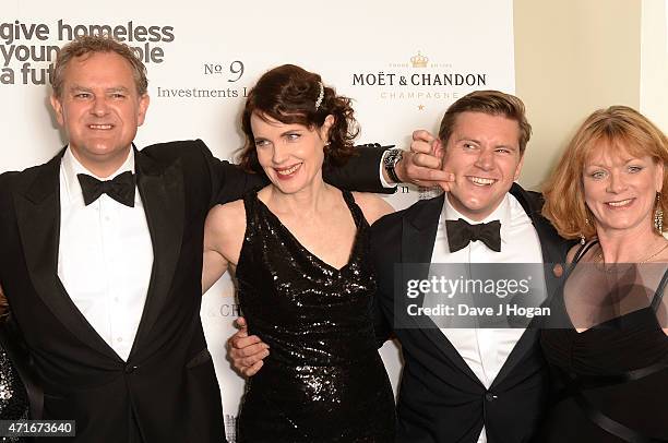 Hugh Bonneville, Elizabeth McGovern, Allen Leech and Samantha Bond attend the Downton Abbey Ball, in aid of Centrepoint, at The Savoy Hotel on April...