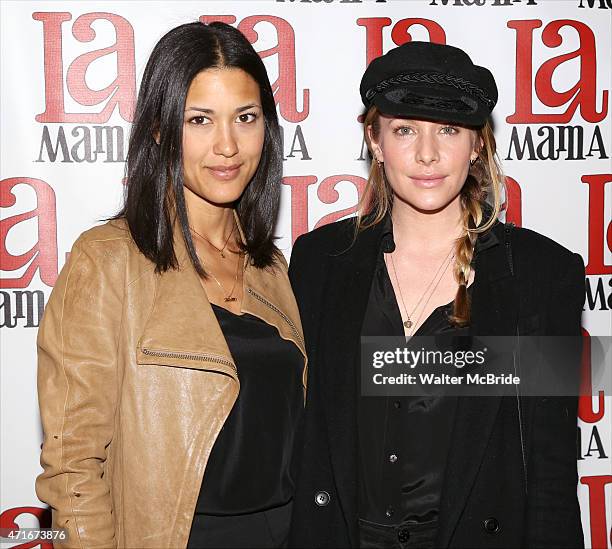 Julia Jones and Casey LaBow attend the 'Trash Cuisine' Off Broadway Opening Night at La MaMa Theater on April 29, 2015 in New York City.