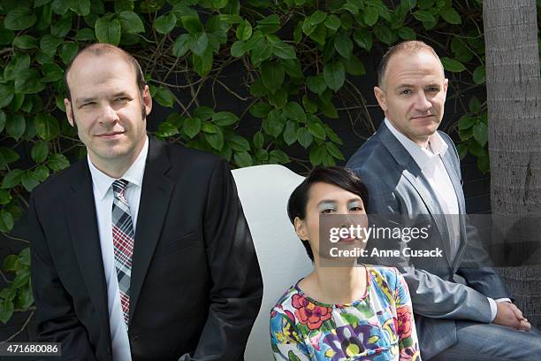 Filmmaker and brothers Rinko Kikuchi, Nathan Zellner, David Zellner are photographed for Los Angeles Times on February 21, 2015 in Santa Monica,...