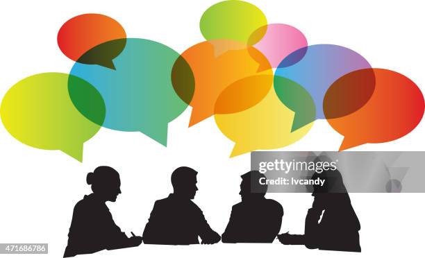 meeting - group of people silhouette stock illustrations