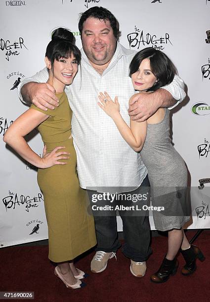 Actress Jillian Leigh, actor Robbie Kaller and actress Augie Duke arrive for the Premiere Of "The Badger Game" held at Downtown Independent Theater...