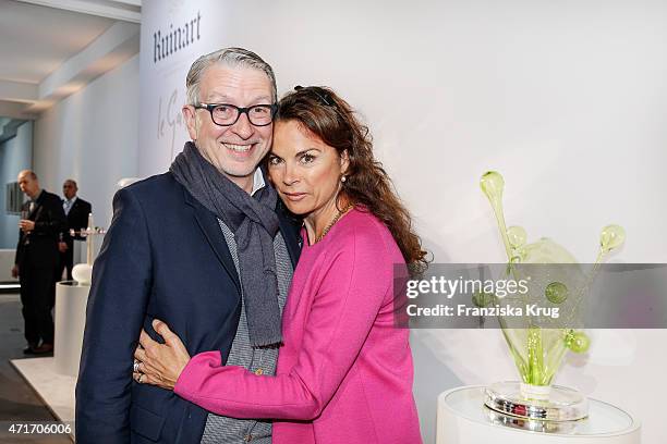 Andreas Marx and Anna von Griesheim attend the Hubert le Gall Vernissage At Ruinart Pop-Up Gallery on April 30, 2015 in Berlin, Germany.