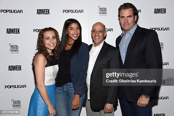 Lisa Sugar, Hannah Bronfman, David Grant and Adweek Editorial Director, Jim Cooper attend the POPSUGAR Digital Newfront 2015 at Cedar Lake on April...