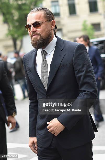 Leonardo DiCaprio attends the Giorgio Armani 40th Anniversary Silos Opening And Cocktail Reception on April 30, 2015 in Milan, Italy.