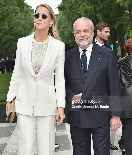 Aurelio De Laurentiis and Jacqueline Baudit attend the Giorgio Armani 40th Anniversary Silos Opening And Cocktail Reception on April 30, 2015 in...