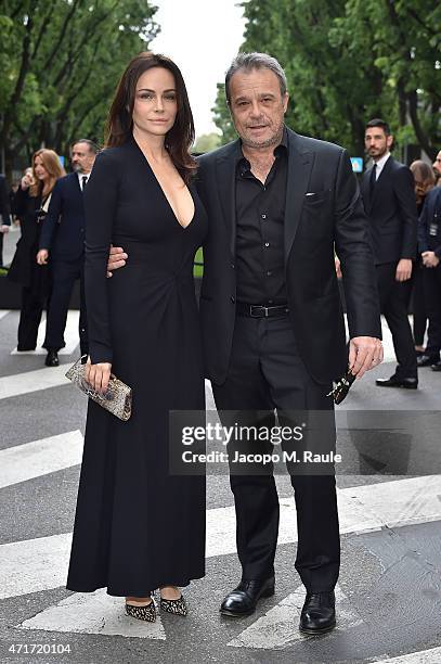 Claudio Amendola and Francesca Neri attend the Giorgio Armani 40th Anniversary Silos Opening And Cocktail Reception on April 30, 2015 in Milan, Italy.