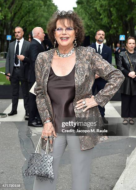 Claudia Cardinale attends the Giorgio Armani 40th Anniversary Silos Opening And Cocktail Reception on April 30, 2015 in Milan, Italy.