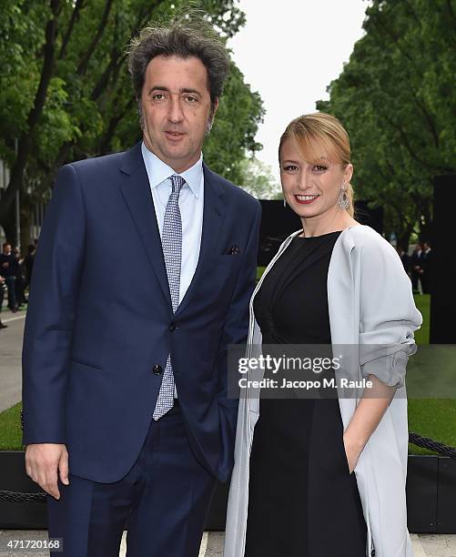 Paolo Sorrentino and Daniela D'Antonio attend the Giorgio Armani 40th Anniversary Silos Opening And Cocktail Reception on April 30, 2015 in Milan,...