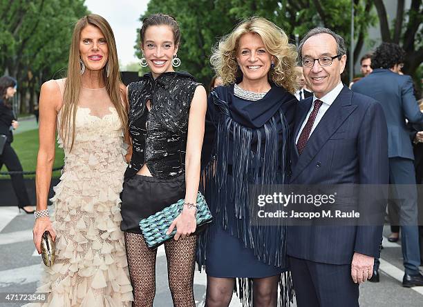 Anna Dello Russo, Micol Sabbadini, Stefania and Alberto Sabbadini attend the Giorgio Armani 40th Anniversary Silos Opening And Cocktail Reception on...