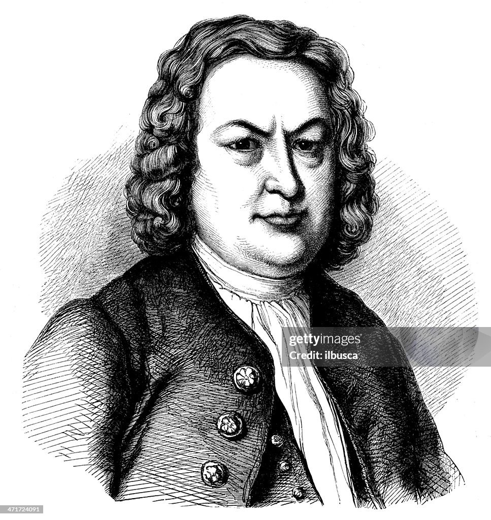 Antique illustration of Johann Sebastian Bach