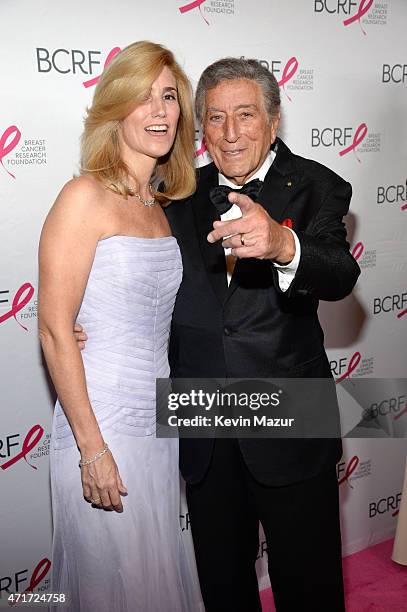 Susan Crow and Tony Bennett attend Breast Cancer Research Foundation's Hot Pink Party: The Pink Standard at Waldorf Astoria Hotel on April 30, 2015...