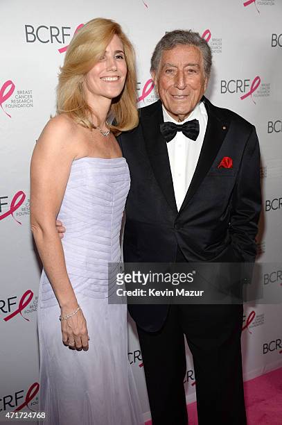 Susan Crow and Tony Bennett attend Breast Cancer Research Foundation's Hot Pink Party: The Pink Standard at Waldorf Astoria Hotel on April 30, 2015...