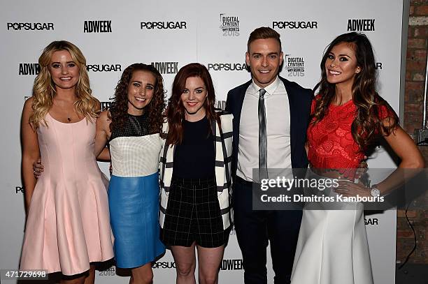 Kirbie Johnson, Lisa Sugar, Allison McNamara, Matthew Rodrigues and Brandi Milloy attend the POPSUGAR Digital Newfront 2015 at Cedar Lake on April...