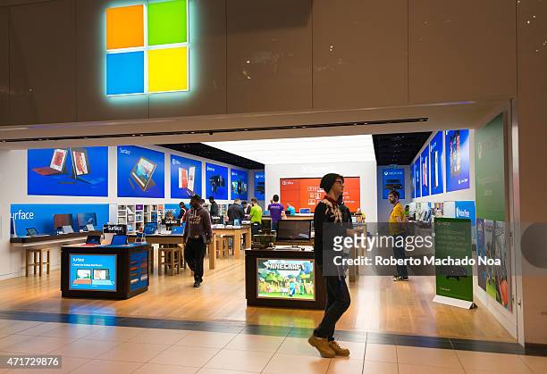 Microsoft Corporation increases its retail operation in Canada by opening the eight store in the Eaton Centre one of the largest malls in the city.