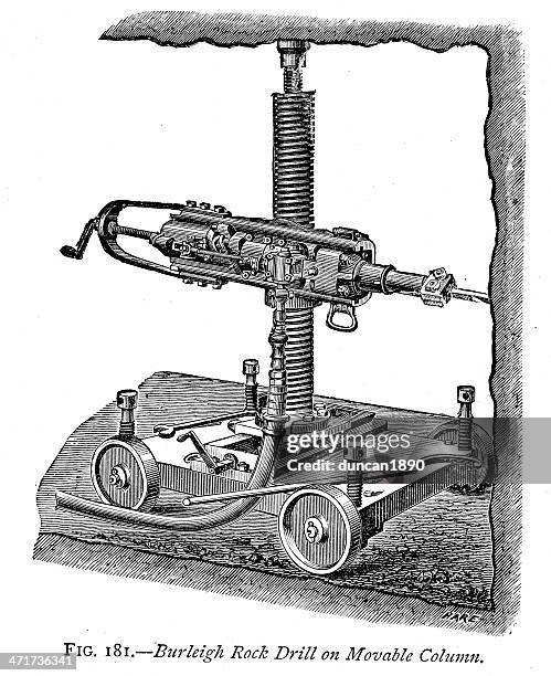 burleigh rock drill - mining drill stock illustrations