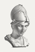 Greek goddess Athena (Roman: Minerva), published c. 1830
