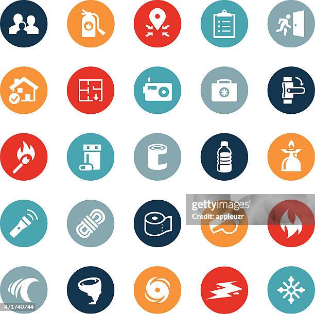 stockillustraties, clipart, cartoons en iconen met emergency preparation icons - stormbaan