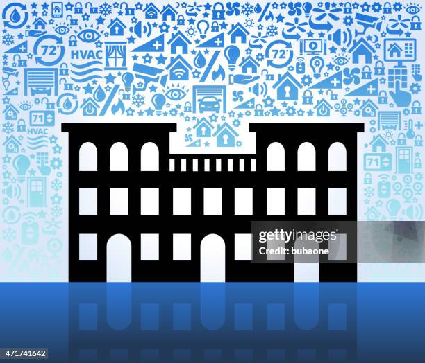 office building on home automation and security vector background - office ventilation stock illustrations