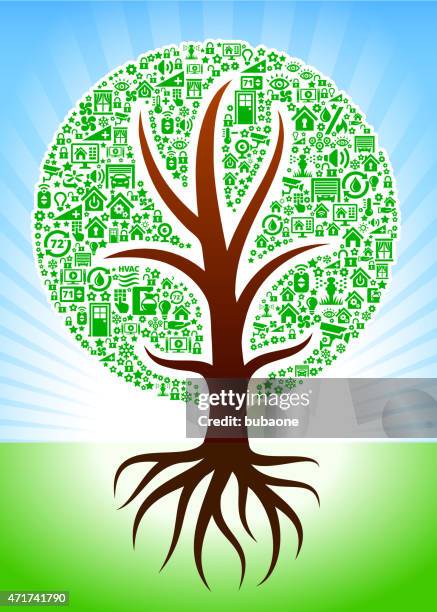 tree on home automation and security vector background - environmentalist laptop stock illustrations