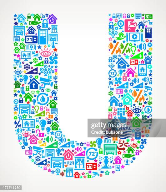 letter u on home automation and security vector background - streaming tv remote stock illustrations