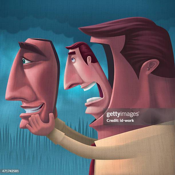 man unmasking - hiding face stock illustrations