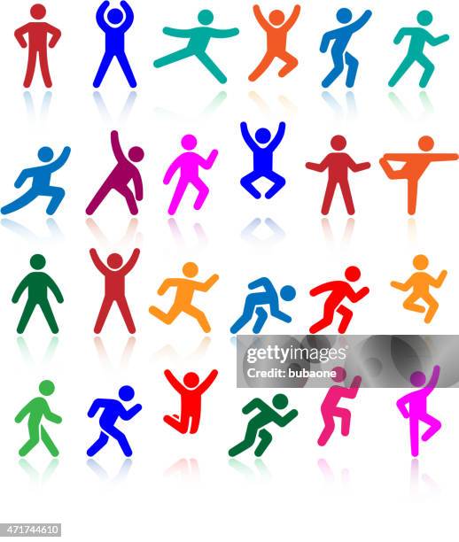 active lifestyle people and vitality vector icon set - stick figure exercise stock illustrations