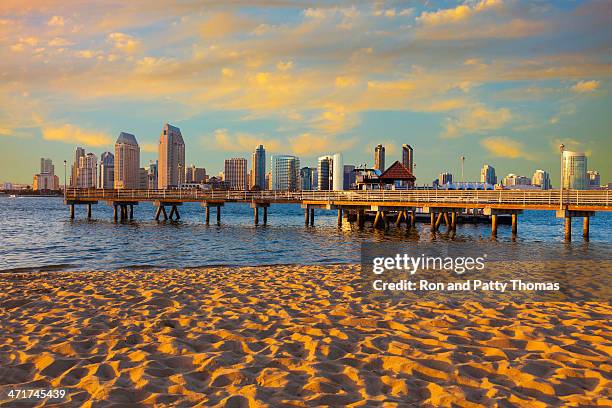 city skyline of san diego, california - california pier stock pictures, royalty-free photos & images