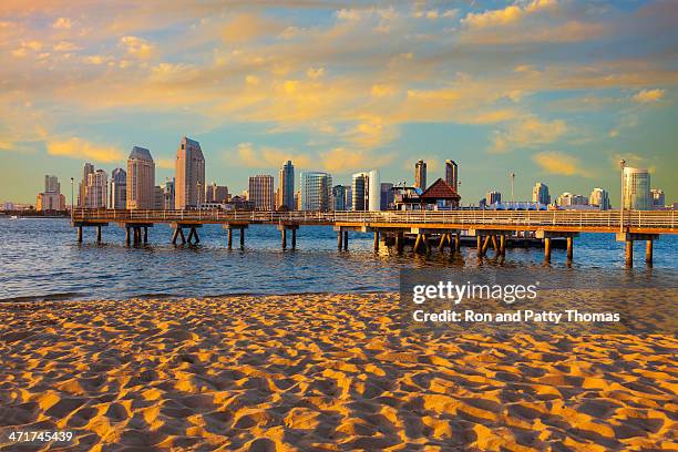 city skyline of san diego, california - san diego california beach stock pictures, royalty-free photos & images