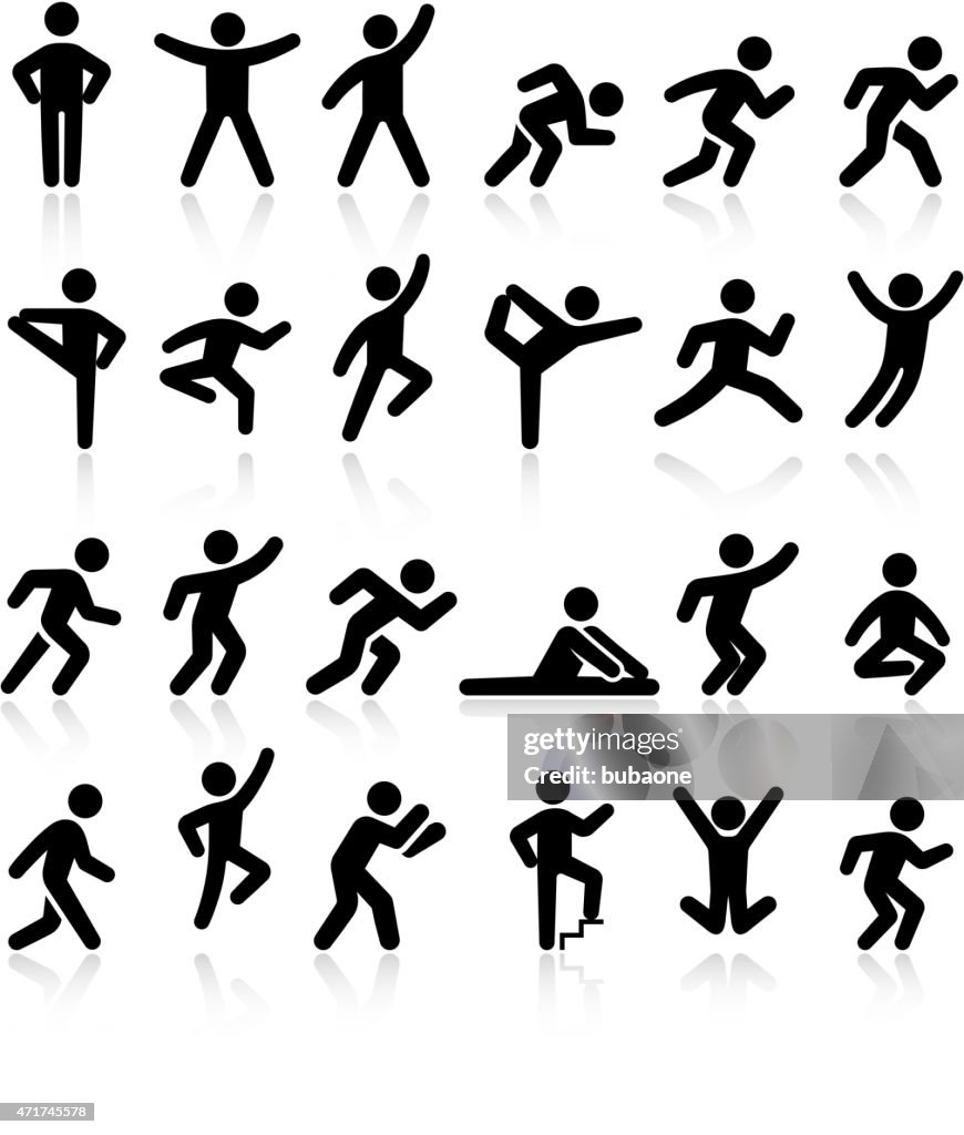 Active lifestyle people and vitality vector icon set