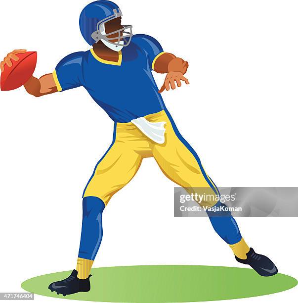 american football - quarterback in throwing motion - passing sport stock illustrations