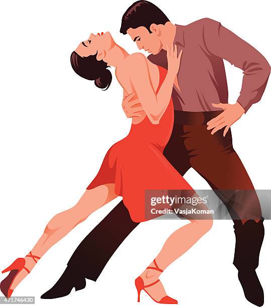 ilustrações de stock, clip art, desenhos animados e ícones de dança latina-casal de dançarinos de efectuar - tango