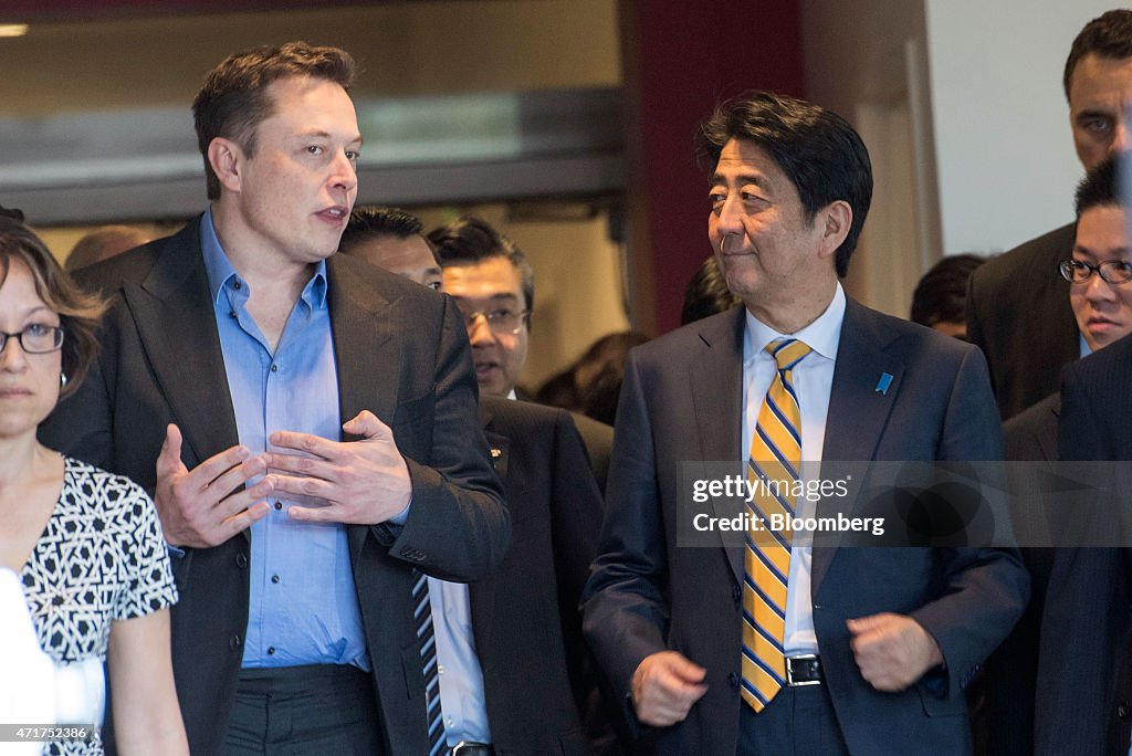 Japan Prime Minister Shinzo Abe Meets With Tesla Motors Inc. Chief Executive Officer Elon Musk