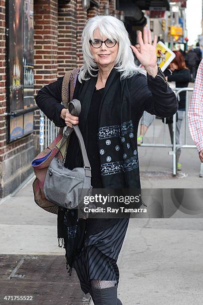 Singer Emmylou Harris enters the "Late Show With David Letterman" taping at the Ed Sullivan Theater on May 5, 2015 in New York City.