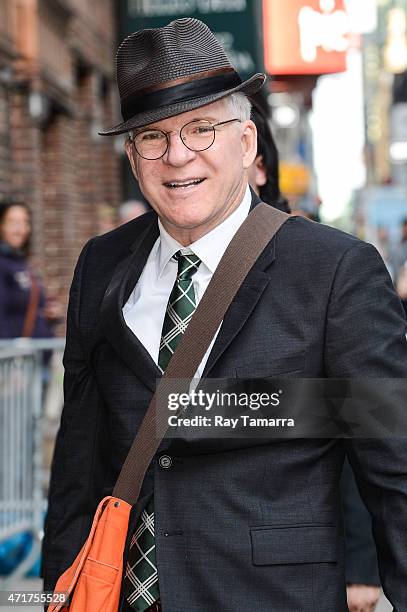 Actor and musician Steve Martin enters the "Late Show With David Letterman" taping at the Ed Sullivan Theater on May 5, 2015 in New York City.