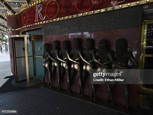 View of the "Crazy Girls" bronze sculpture at the Riviera Hotel & Casino on April 30, 2015 in Las Vegas, Nevada. The Las Vegas Convention and...