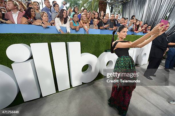 Red Carpet -- Pictured: Natalia Jiménez arrives at the 2015 Billboard Latin Music Awards, from Miami, Florida at the BankUnited Center, University of...