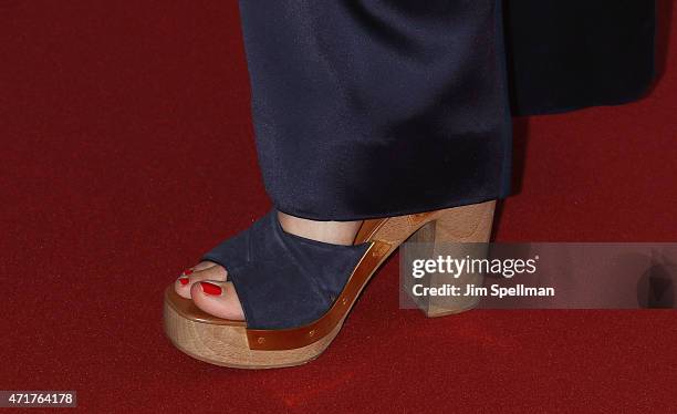 Claire van der Boom, shoe detail, attends the "5 Flights Up" New York premiere at BAM Rose Cinemas on April 30, 2015 in the Brooklyn borough of New...