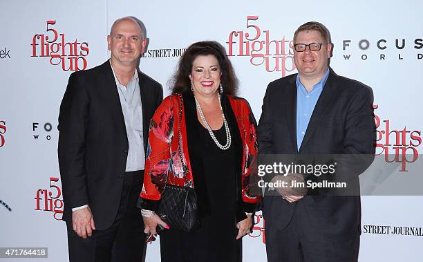 Producers Gary Ellis, Adelle Toussaint and Ralph Iantosca attend the "5 Flights Up" New York premiere at BAM Rose Cinemas on April 30, 2015 in the...