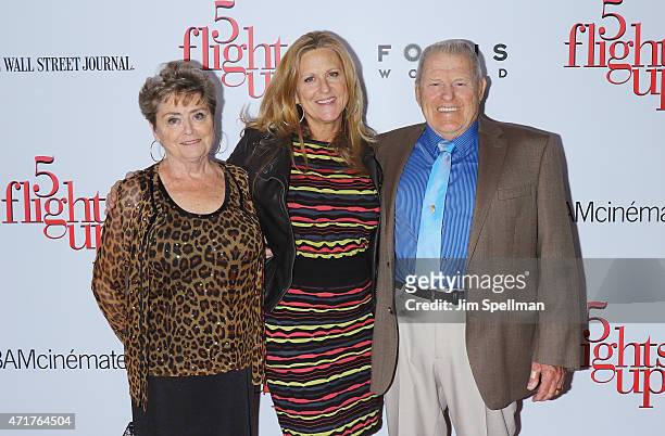 Producer Lori McCreary and parents attend the "5 Flights Up" New York premiere at BAM Rose Cinemas on April 30, 2015 in the Brooklyn borough of New...