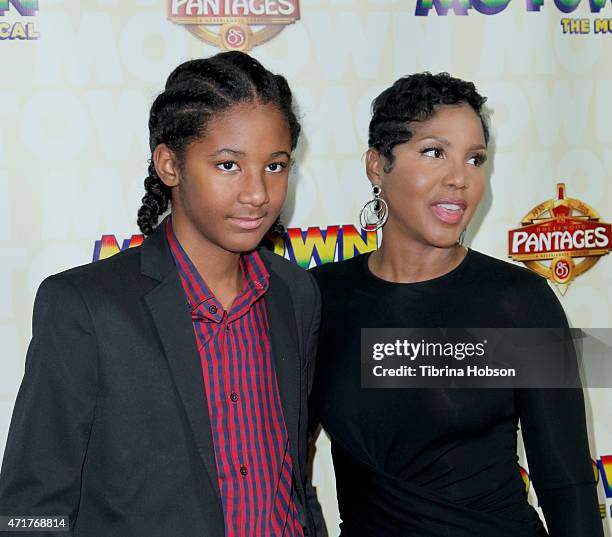 Toni Braxton and her son Diezel Ky Braxton-Lewis attend 'Motown The Musical' opening night at the Pantages Theatre on April 30, 2015 in Hollywood,...