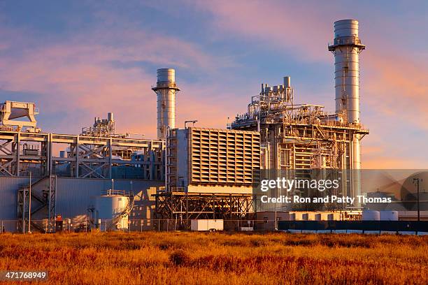 natural gas fired electrical power plant - gas works stock pictures, royalty-free photos & images