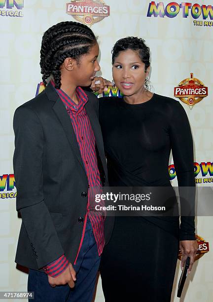 Toni Braxton and her son Diezel Ky Braxton-Lewis attend 'Motown The Musical' opening night at the Pantages Theatre on April 30, 2015 in Hollywood,...