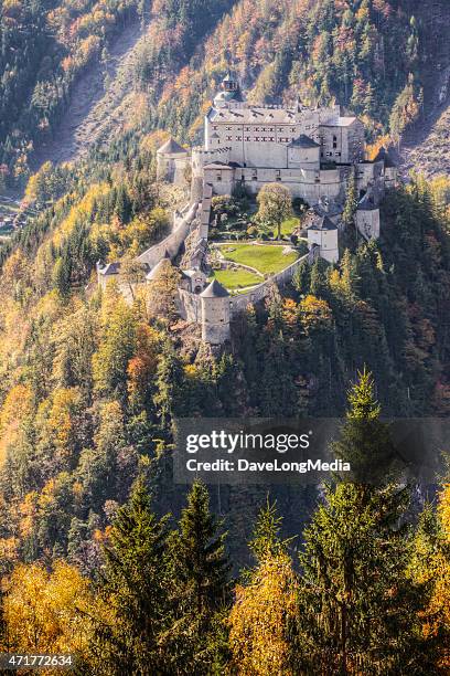 hohnwerfen castle - hohenwerfen castle stock pictures, royalty-free photos & images