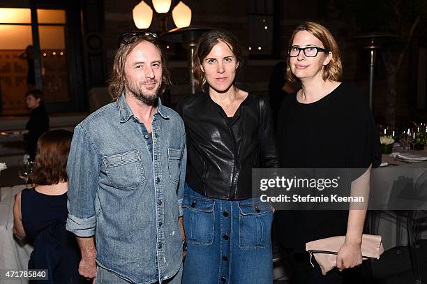 Sterling Ruby, Melanie Schiff and Sarah Conaway attend Paris Photo Los Angeles UTA Reception at Paramount Studios on April 30, 2015 in Los Angeles,...
